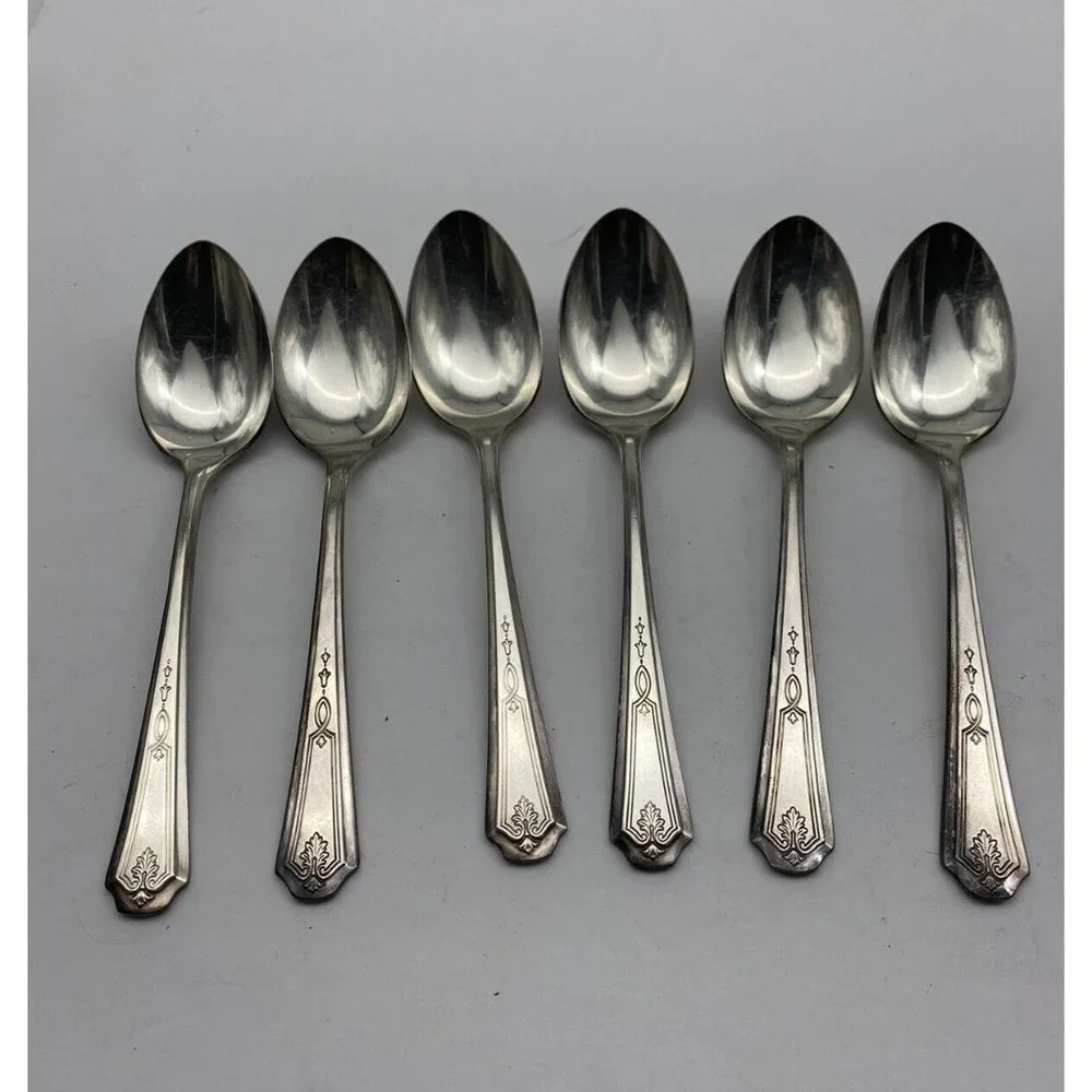 Vintage 1922 Oneida Community Beverly Teaspoons Set Of 12 Silverplate‎ Art Deco